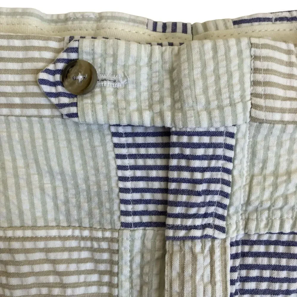 Berle Vintage Seersucker Cotton Madras Plaid Pleated Chino Shorts Preppy Sz 34